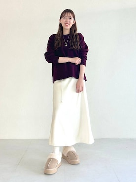 「アイテム（スリッポン）」を使った、momo🍑さん（レディース・157cm）の秋コーディネート