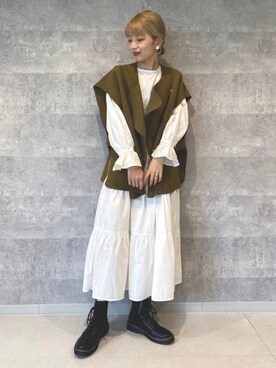 「Lucida（ルシーダ）のアイテム（ブーツ）」を使った、natukiさん（レディース・160cm）の秋コーディネート