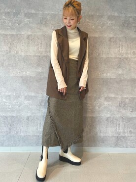 「Lucida（ルシーダ）のアイテム（ブーツ）」を使った、natukiさん（レディース・160cm）の秋コーディネート