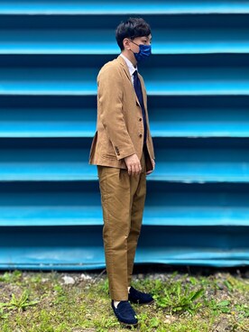 テーラードジャケットを使った キャメル のメンズ人気ファッションコーディネート Wear