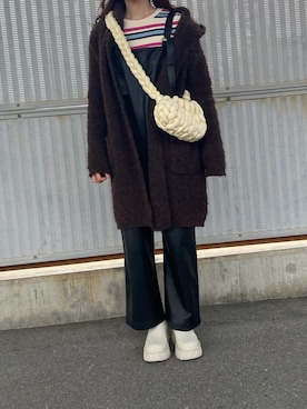 「ショートブーツ」｜「アイテム（オールインワン・サロペット）」を使った、Rさん（レディース・159cm）の冬コーディネート