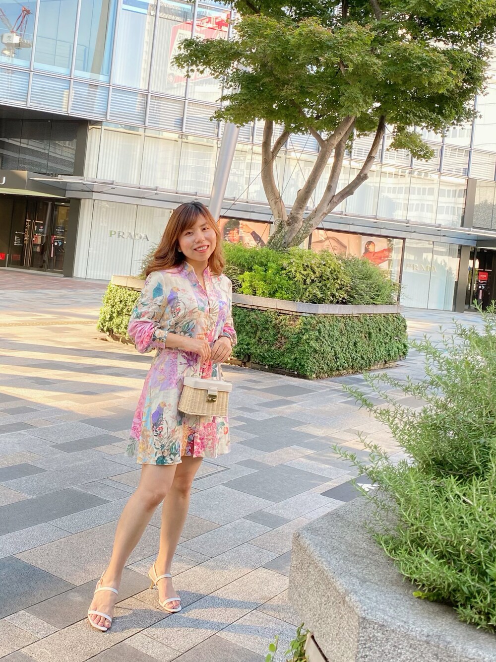 「summer、Flower pattern、zaradress、pink」｜「ZARA WOMANのアイテム（ドレス、ピンク系）」を使った、Lumiさん（レディース・158cm）の秋コーディネートの1枚目の写真