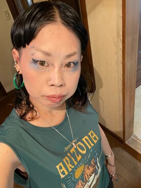 「アイテム（ピアス（片耳用）、ブルー系）」を使った、nekonekomaiさん（レディース・156cm）の夏コーディネート