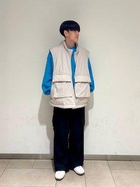 「アイテム（ダウンベスト）」を使った、Ryoさん（メンズ・170cm）の秋コーディネート