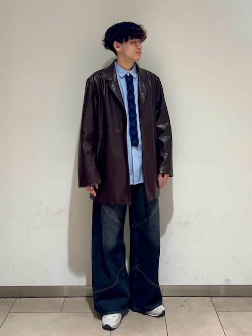 最終値下げ価格【omekashi】フェイクレザーテーラードジャケット フェイクレザーテーラードジャケット | Omekashi(オメカシ