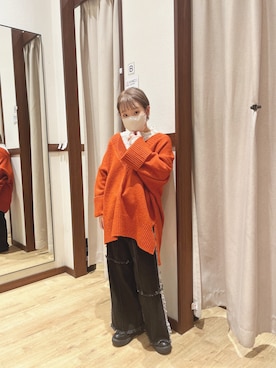 「CPCM」｜「アイテム（ニット/セーター）」を使った、黒澤沙織さん（レディース・143cm）の冬コーディネート