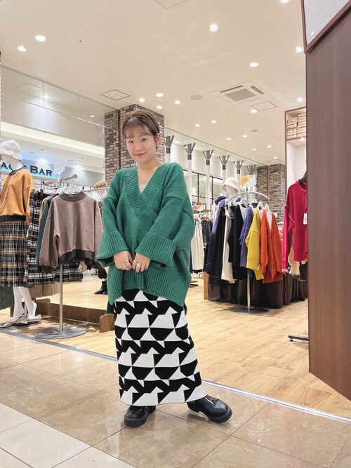 Lounge dress ラウンジドレス幾何ニットスカート　ロングスカート LOUNGEDRESS（ラウンジドレス）の「幾何ニットスカート