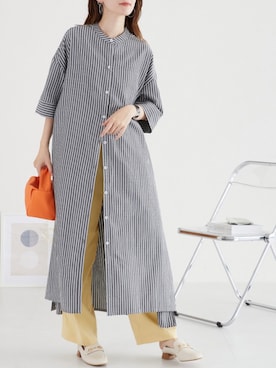 「アイテム（シャツワンピース、ブラック系）」を使った、acroさん（レディース・163cm）の秋コーディネート