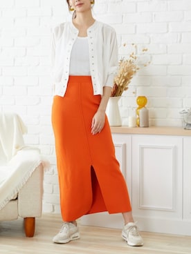 「アイテム（スカート、オレンジ系）」を使った、acroさん（レディース・163cm）の冬コーディネート