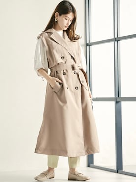 「春服みてみて」｜「アイテム（トレンチコート）」を使った、acroさん（レディース・163cm）の春コーディネート