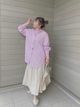 「アイテム（シャツ/ブラウス、ピンク系）」を使った、acroさん（レディース・163cm）の冬コーディネート