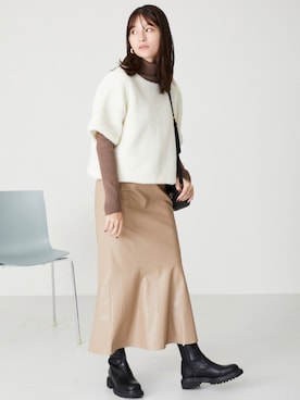 「アイテム（チューブトップ、ホワイト系）」を使った、acroさん（レディース・163cm）の冬コーディネート