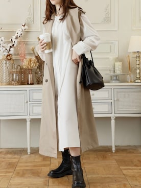 「アイテム（シャツワンピース）」を使った、acroさん（レディース・163cm）の冬コーディネート