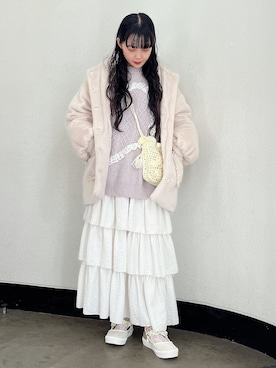 「merry jenny（メリージェニー）のアイテム（その他アウター）」を使った、ayakaさん（レディース・156cm）の冬コーディネート