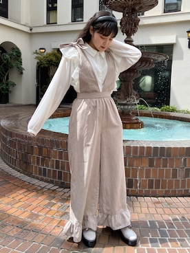 「merry jenny（メリージェニー）の2wayリボンショルダーオールインワン（つなぎ/オールインワン）」を使った、ayakaさん（レディース・156cm）の春コーディネート