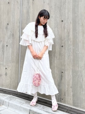 「アイテム（パンプス、ピンク系）」を使った、ayakaさん（レディース・156cm）の春コーディネート
