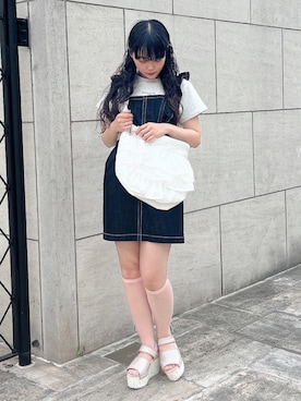 「Tシャツ×デニム」｜「アイテム（ワンピース/ドレス）」を使った、ayakaさん（レディース・156cm）の夏コーディネート