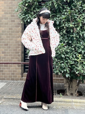 「merry jenny（メリージェニー）のアイテム（ナイロンジャケット）」を使った、ayakaさん（レディース・156cm）の冬コーディネート