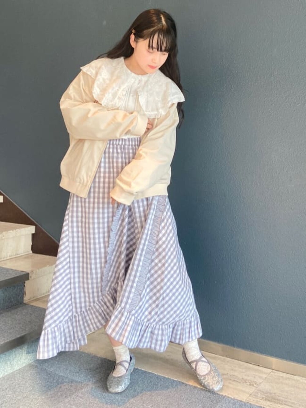 merry jenny ギンガムレースフレアスカート merry jenny ギンガム