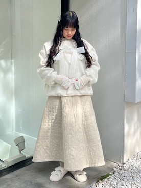 「キルトスカート」｜「アイテム（スウェット）」を使った、ayakaさん（レディース・156cm）の冬コーディネート