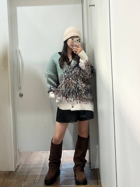 「JEANASIS（ジーナシス）のルーズFITロングブーツ/581263（ブーツ）」を使った、みさみささん（レディース・153cm）の秋コーディネート