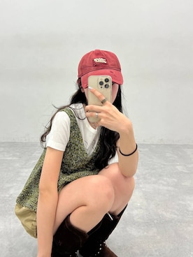 「JEANASIS（ジーナシス）のアイテム（キャップ）」を使った、みさみささん（レディース・153cm）の春コーディネート