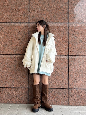 「JEANASIS（ジーナシス）のルーズFITロングブーツ/581263（ブーツ）」を使った、みさみささん（レディース・153cm）の秋コーディネート