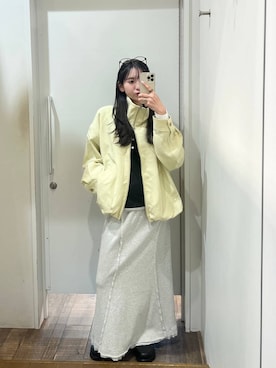 「JEANASIS（ジーナシス）のクロッグローファー/638847（ローファー、ブラック系）」を使った、みさみささん（レディース・153cm）の春コーディネート