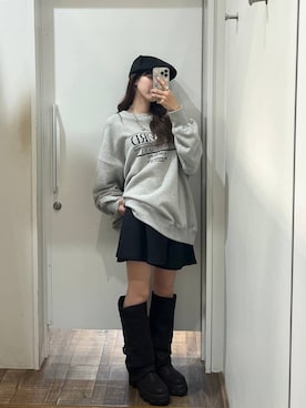 「JEANASIS（ジーナシス）のルーズFITロングブーツ/581263（ブーツ）」を使った、みさみささん（レディース・153cm）の秋コーディネート