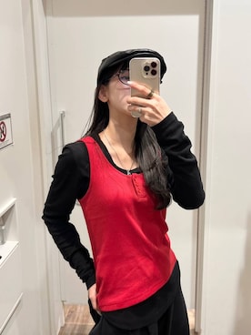 「JEANASIS（ジーナシス）のスムーステレコUネックLS TEE/103372（Tシャツ/カットソー、ブラック系）」を使った、みさみささん（レディース・153cm）の春コーディネート