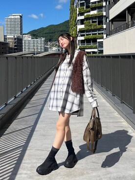 「JEANASIS（ジーナシス）のアイテム（ブーツ）」を使った、みさみささん（レディース・153cm）の秋コーディネート