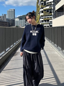 「JEANASIS（ジーナシス）のソフトラメリブUネックLS TEE/240318（Tシャツ/カットソー）」を使った、みさみささん（レディース・153cm）の冬コーディネート