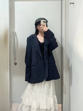 「JEANASIS（ジーナシス）のクロッグローファー/638847（ローファー、ブラック系）」を使った、みさみささん（レディース・153cm）の春コーディネート