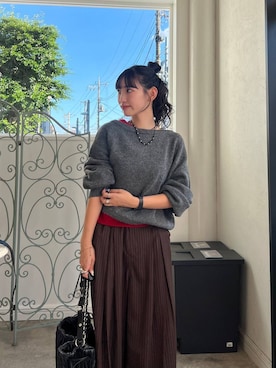 「JEANASIS（ジーナシス）のチェーンドロストギャザーBAG/1080937（ショルダーバッグ、ブラック系）」を使った、みさみささん（レディース・153cm）の秋コーディネート