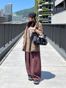 「アイテム（テーラードジャケット、グリーン系）」を使った、みさみささん（レディース・153cm）の夏コーディネート