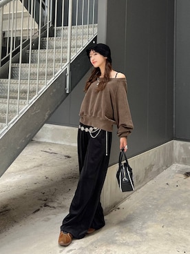 「JEANASIS（ジーナシス）のアイテム（ハット）」を使った、みさみささん（レディース・153cm）の秋コーディネート