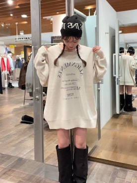 「JEANASIS（ジーナシス）のルーズFITロングブーツ/581263（ブーツ）」を使った、みさみささん（レディース・153cm）の秋コーディネート