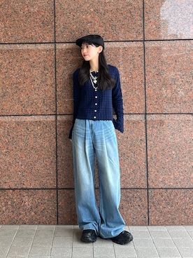 「アイテム（ハンチング/ベレー帽）」を使った、みさみささん（レディース・153cm）の秋コーディネート