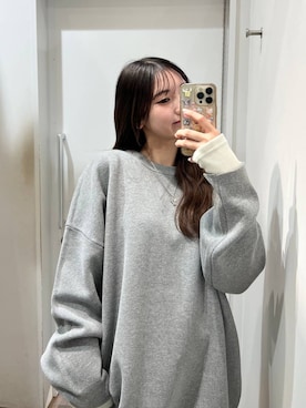 「JEANASIS（ジーナシス）のソフトラメリブUネックLS TEE/240318（Tシャツ/カットソー）」を使った、みさみささん（レディース・153cm）の冬コーディネート