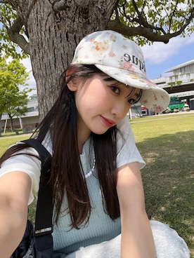 「JEANASIS（ジーナシス）のウェーブスウェットナロースカート/654900（スカート、グレー系）」を使った、みさみささん（レディース・153cm）の春コーディネート