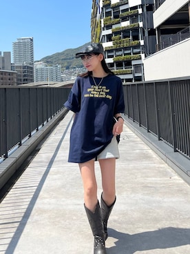 「JEANASIS（ジーナシス）の【Casselini】リムレスライトグラス/622332（メガネ、その他）」を使った、みさみささん（レディース・153cm）の春コーディネート