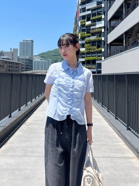 「JEANASIS（ジーナシス）の【CONVERSE別注】オールスタートレックウエーブ DENIM HI/TREKWAVE/633957（スニーカー、ブラック系）」を使った、みさみささん（レディース・153cm）の夏コーディネート