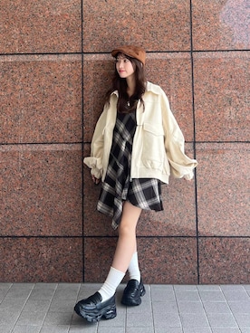 「アイテム（チュニック）」を使った、みさみささん（レディース・153cm）の秋コーディネート