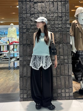 「JEANASIS（ジーナシス）のコードMIXチェーンネックレス/661786（ネックレス、ブラック系）」を使った、みさみささん（レディース・153cm）の春コーディネート