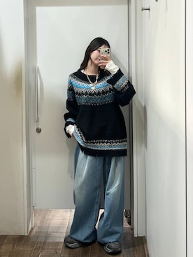 「JEANASIS（ジーナシス）のアイテム（デニムパンツ）」を使った、みさみささん（レディース・153cm）の秋コーディネート
