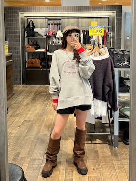 「JEANASIS（ジーナシス）のルーズFITロングブーツ/581263（ブーツ）」を使った、みさみささん（レディース・153cm）の秋コーディネート