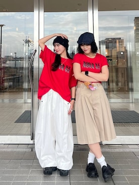 「JEANASIS（ジーナシス）の【抗菌防臭テープ付き】キリカエボリュームローファー/573242（ローファー、ブラック系）」を使った、みさみささん（レディース・153cm）の春コーディネート