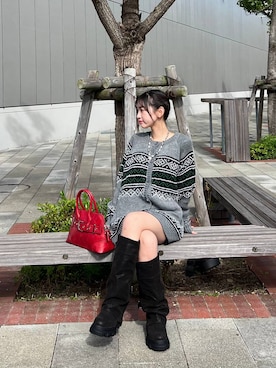 「JEANASIS（ジーナシス）のルーズFITロングブーツ/581263（ブーツ）」を使った、みさみささん（レディース・153cm）の秋コーディネート