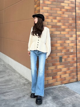 「アイテム（ハンチング/ベレー帽）」を使った、みさみささん（レディース・153cm）の秋コーディネート