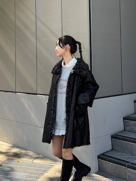 「アイテム（ムートンコート）」を使った、みさみささん（レディース・153cm・20代）の秋コーディネート
